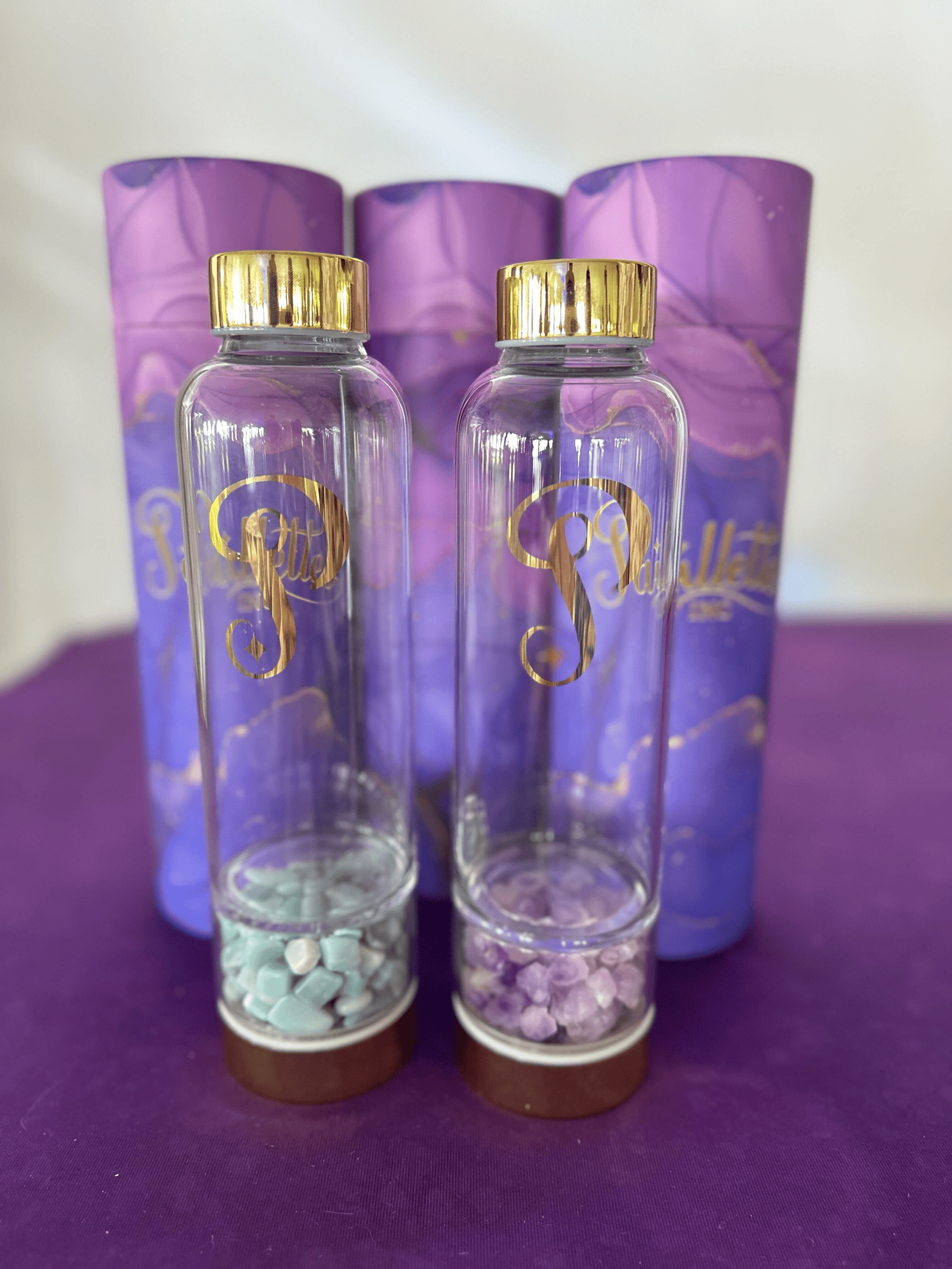 Bouteilles de Cristaux PAILLETTES avec verre borosilicate et manchon noir