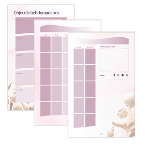 Mise en page hebdomadaire de l'Agenda Émergence montrant l'organisation des jours de la semaine