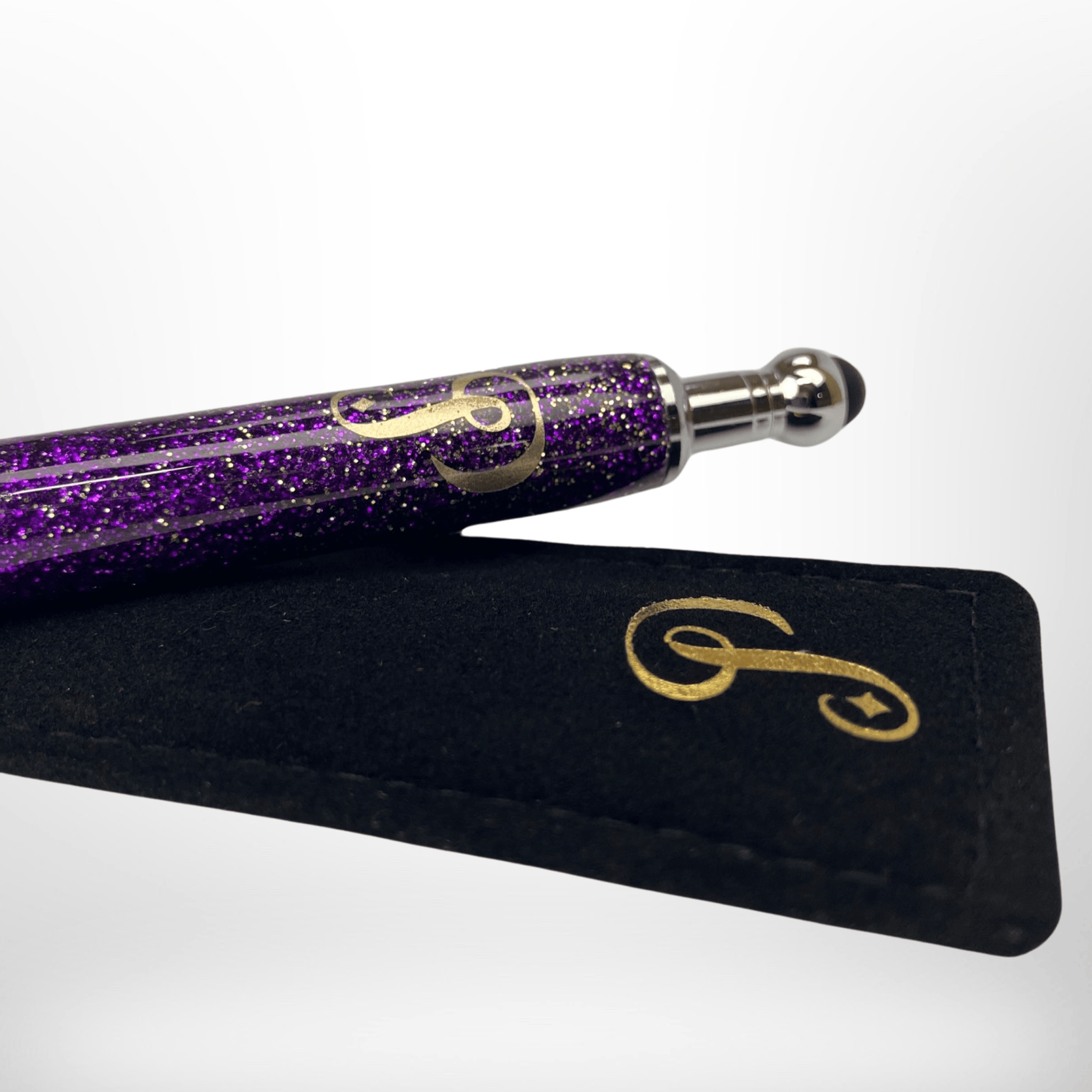 Crayon Paillettes avec son étui noir de couleur mauve pour une écriture scintillante