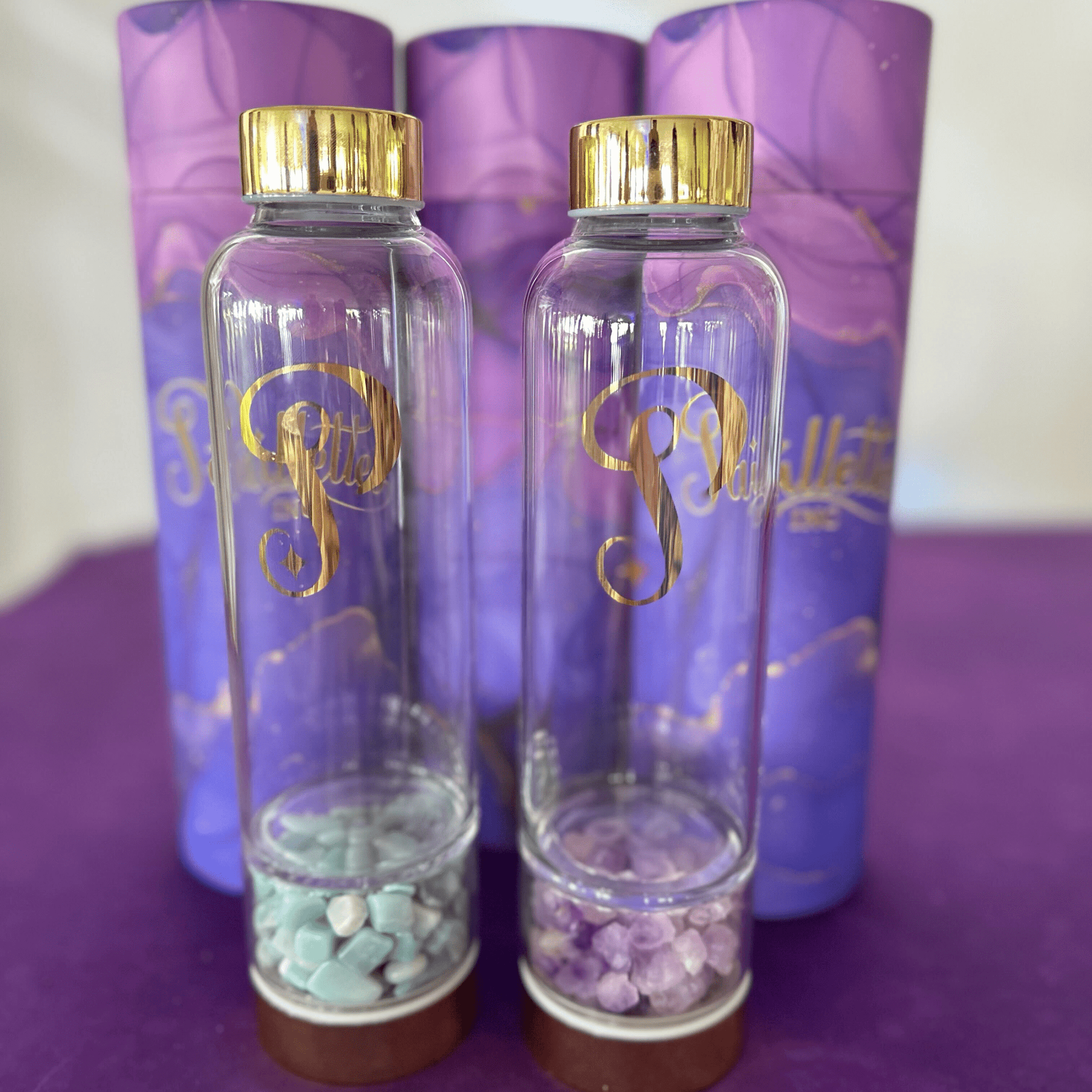 Bouteilles de Cristaux PAILLETTES avec verre borosilicate et manchon noir