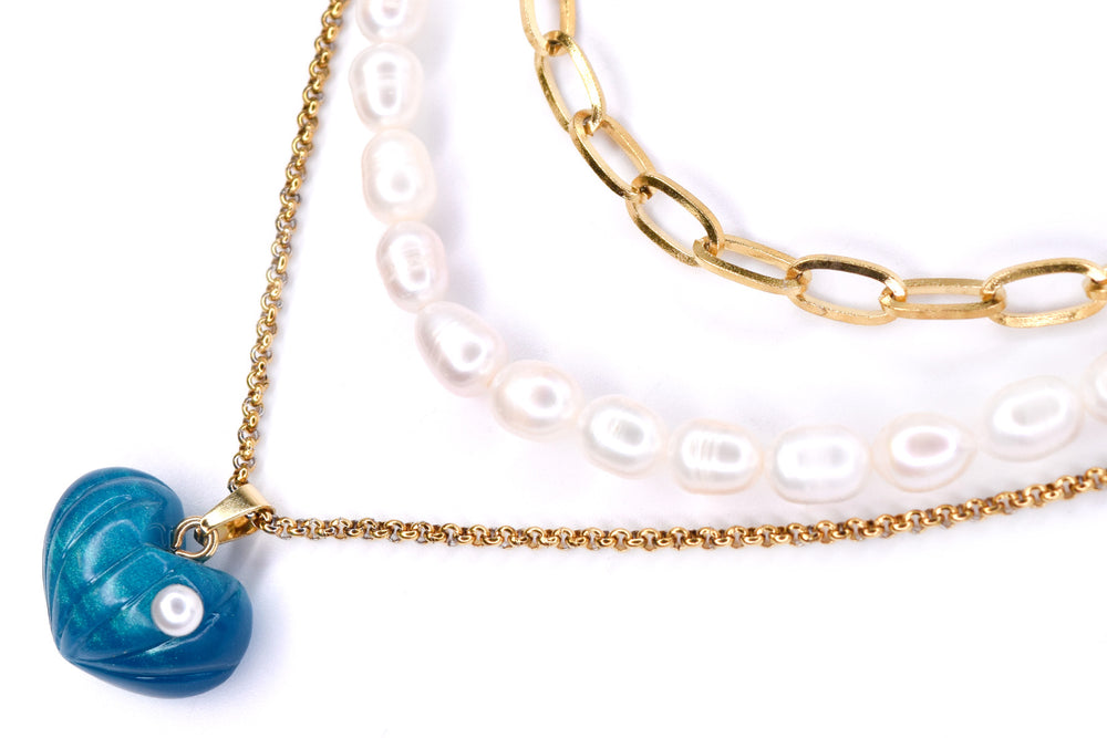 Collier 3 Rangs Émergence mettant en valeur les trois niveaux - or et argent